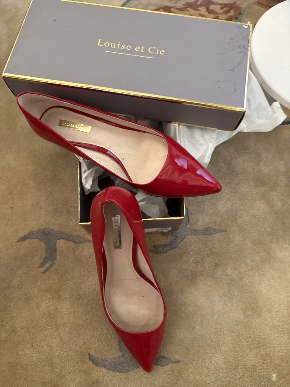 Red kitten heels